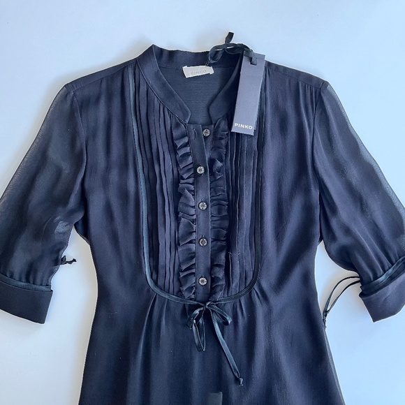 NWT Pinko Silk Perfect Little Black Dress Size 6 - Picture 7 of 10